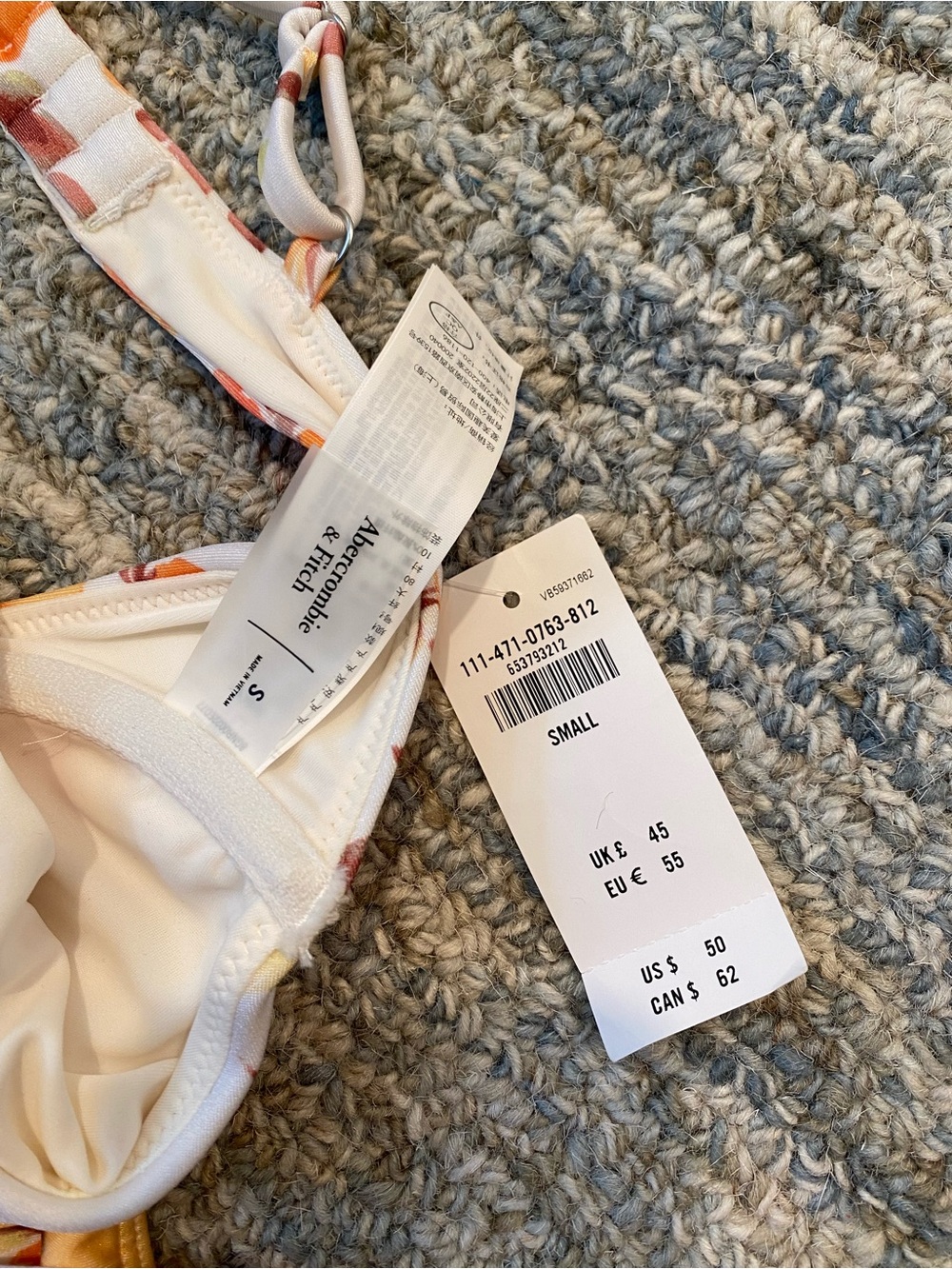 Abercrombie & Fitch White Bikini with Orange Floral Print - Picture 4 of 4